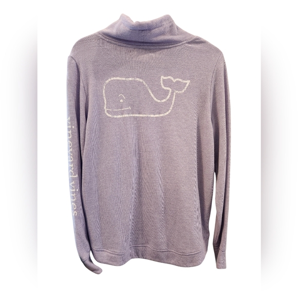 Vineyard Vines Sweatshirt Top Lavender Cowl Neck Whale Logo Size Small-G53 - Picture 2 of 7
